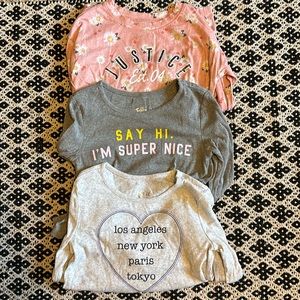 Justice Girls Size 7 Long Sleeve Tops